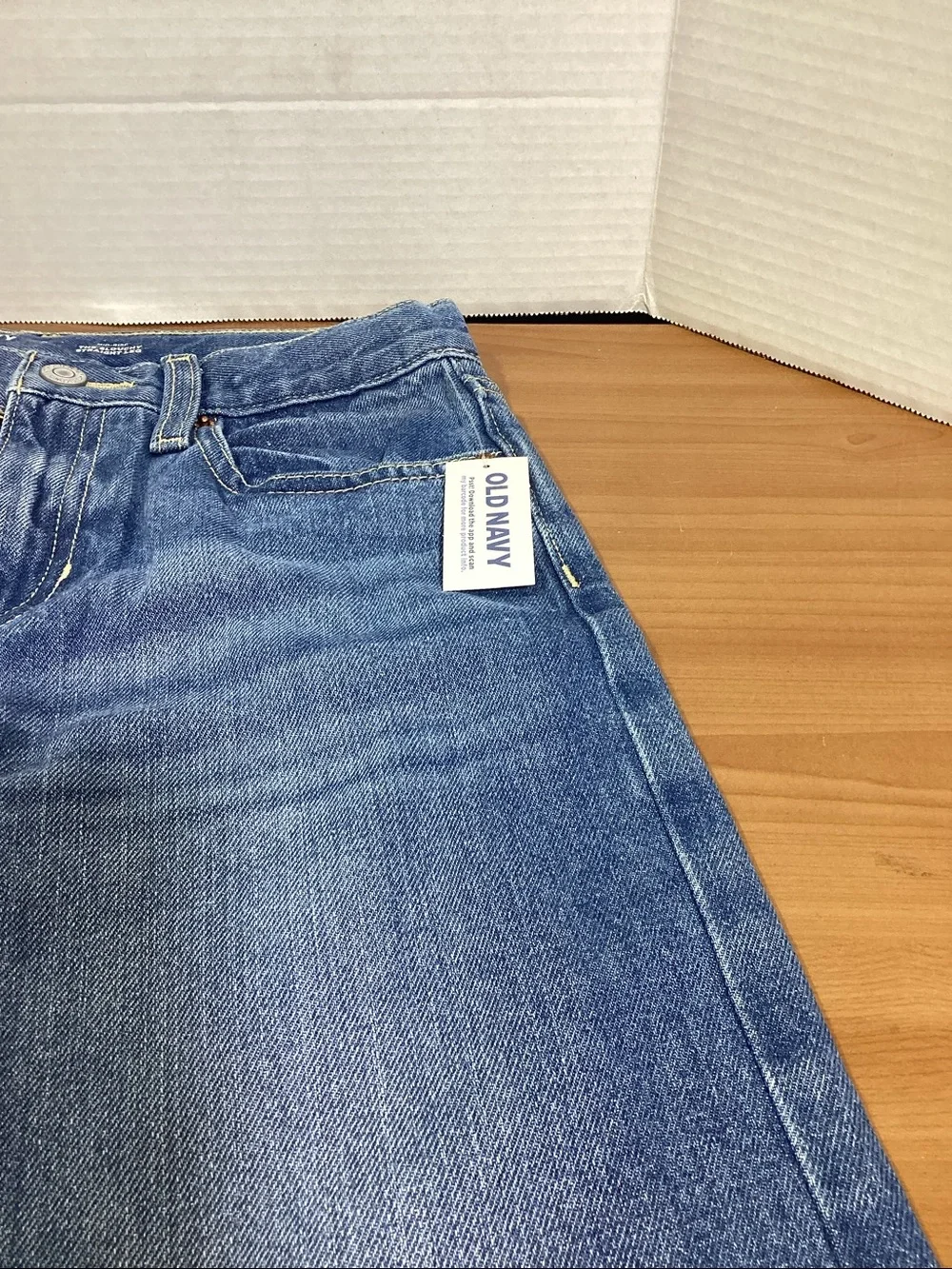 Old Navy Blue Mid-Rise Slouchy Straight Leg Jeans